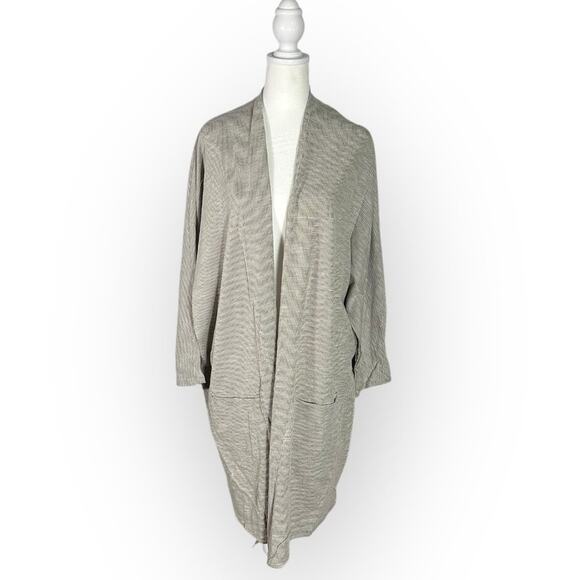 DONNI Open Front Cardigan Women's One Size Plus Grey Ribbed Pockets NWT - Picture 1 of 7